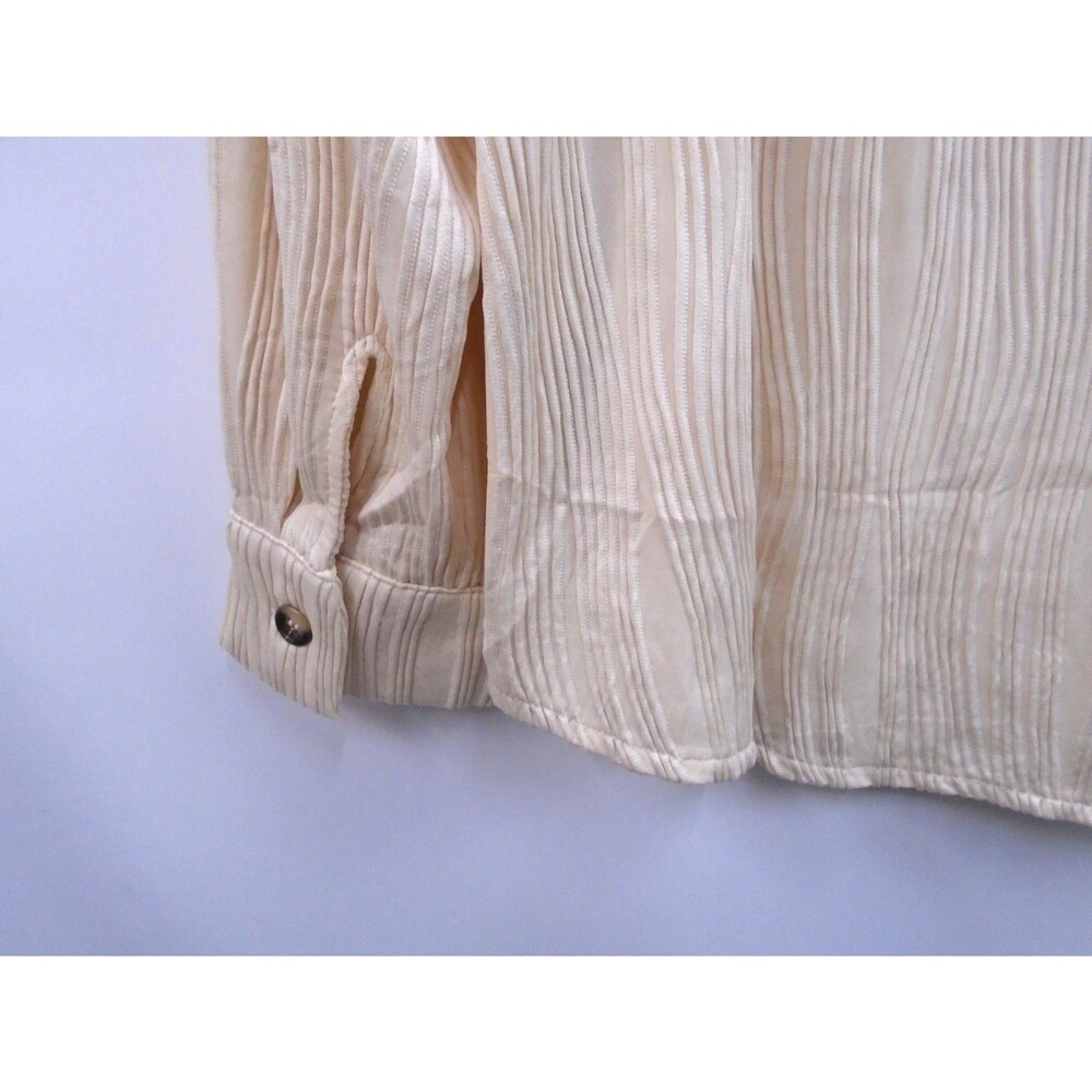 Teepie Womens Button Blouse Size L Ribbed with Pocket lapel V-neck - Picture 9 of 12
